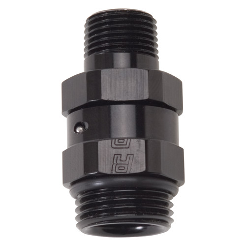 Fitting - Adapter - 10 AN Male O-Ring to 3/8 in NPT Male Swivel - Aluminum - Black Anodized - Each