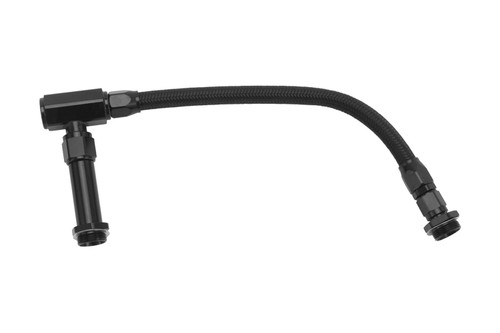 Carburetor Fuel Line - 3/8 in NPT Female Inlet - Dual 7/8-20 in Male Outlets - Braided Nylon Hose - Aluminum - Black Anodized - Holley 4150 - Kit