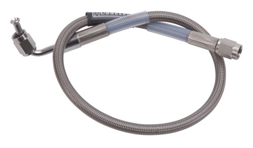 AN Hose Assembly - Competition - 36 in Long - 3 AN Hose - 3 AN Straight Female to 3 AN 90 Degree Female - Braided Stainless - PTFE Lined - Each