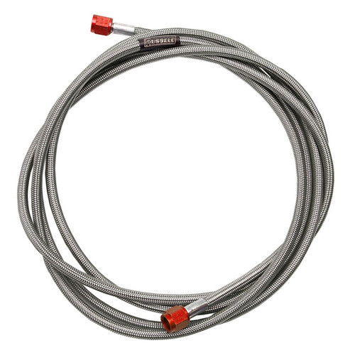AN Hose Assembly - 36 in Long - 3 AN Hose - 3 AN Straight Female to 3 AN Straight Female - Braided Stainless - Aluminum - Red Anodized - Each