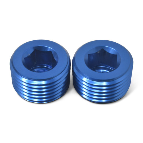 Fitting - Plug - 1/8 in NPT - Allen Head - Aluminum - Blue Anodized - Pair