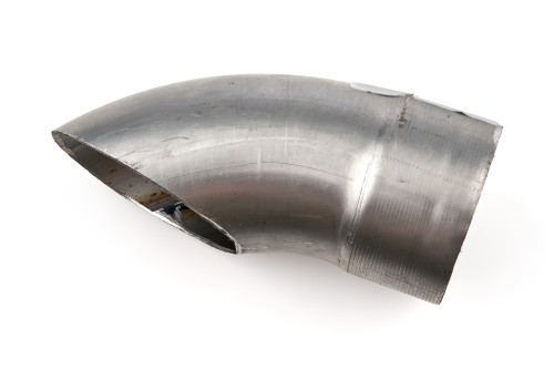 Exhaust Tip - Clamp-On - 3 in Inlet - Round Outlet - 8 in Long - Single Wall - Cut Edge - Angled Cut - Turnout Style - Steel - Natural - Each