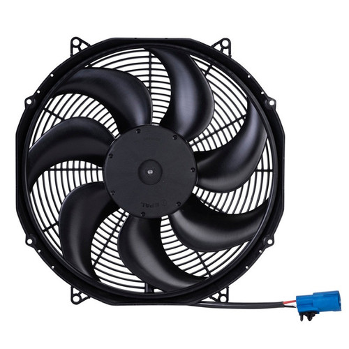 Electric Cooling Fan - Brushless - 15.2 in Fan - 1972 CFM - 12V - Curved Blade - 17 in Square - 3.2 in Thick - Plastic - Each