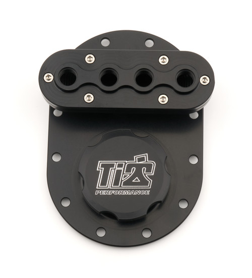 Fuel Cell Filler Plate - Positive Lock Cap - Flat Mount - 12-Bolt Flange Vent - Aluminum - Carbon Fiber Look - Each