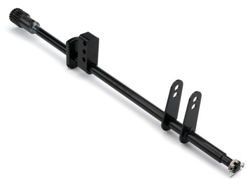 Steering Shaft - 22.75 in Long - 1-1/8 in-19 Spline - 1/2-20 in Thread - Mounting Bracket / Hardware Included - Steel - Black Paint - Champ Kart - Each