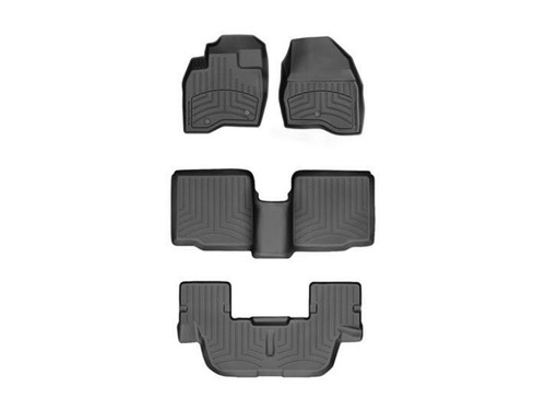 Floor Liner - HP - Front / 2nd Row / 3rd Row - Plastic - Black / Textured - Ford Midsize SUV 2022-25 - Kit