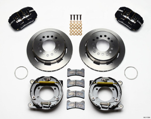 Brake System - Dynapro Low-Profile - Rear - 4 Piston Caliper - 11 in Plain Rotor - Offset - Aluminum - Black Powder Coat - GM F-Body 1993-97 - Kit