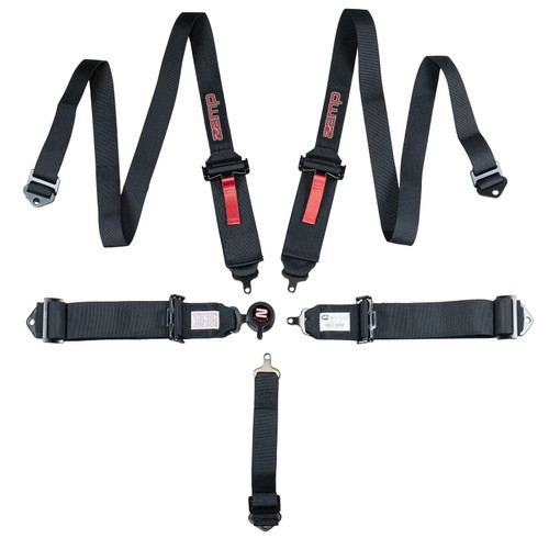 Harness - 5 Point - Camlock - Pull Down Adjust - Bolt-In - Individual Harness - HANS Ready - Black - Kit