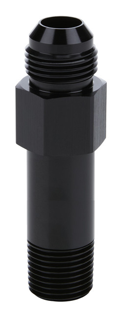 Extended Oil Inlet - Straight - 10 AN Male to 1/2 in NPT Male - 4 in Long - Aluminum - Black Anodized - Each