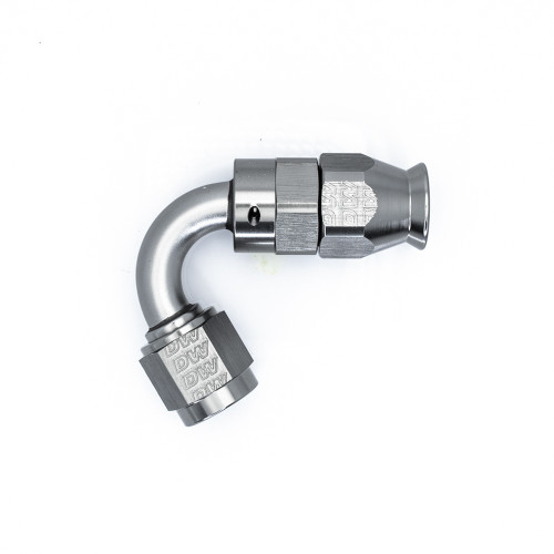 Fitting - Hose End - 120 Degree - 6 AN Hose to 6 AN Female Swivel - Aluminum - Titanium Anodized - Each
