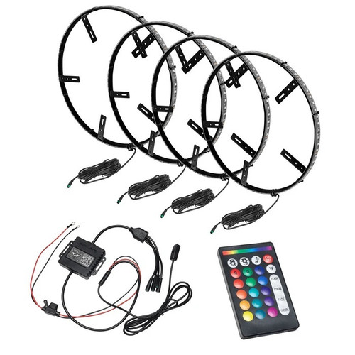 Lighted Wheel Ring Kit - ColorShift - LED - 16.5 in Diameter - Programmable - Bracket / Mounting Hardware Included - Aluminum - Kit