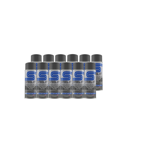 Paint - Stainless Steel in a Can - Urethane - Weldable - Non-Corrosive - Charcoal - 12 oz Aerosol - Set of 12