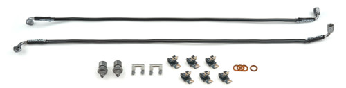 Brake Hose Kit - Flexline - DOT Approved - 26 in Long - 3 AN Hose - 3 AN 90 Degree Female Inlet - 10 mm 90 Degree Banjo Outlet - Fittings / Hardware Included - Black Rubber Coated - Front - GM Fullsize Truck 1999-2007 - Pair