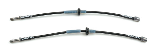Brake Hose Kit - Flexline - DOT Approved - 17.75 in Long - 3 AN Hose - 3 AN Female Inlet - 3 AN Male Outlet - Black Rubber Coated - Rear - Audi A4 2009-16 - Pair