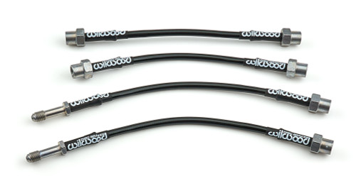 Brake Hose Kit - Flexline - DOT Approved - 11.625 / 9.5 in Long - 3 AN Hose - 3 AN Inlets - 3 AN Outlets - Black Rubber Coated - Rear - BMW M3 2008-13 - Kit