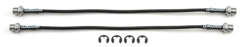Brake Hose Kit - Flexline - DOT Approved - 18.75 in Long - 3 AN Hose - 10 mm x 1.0 Inverted Flare Inlet - 10 mm x 1.0 Inverted Flare Outlet - Clips Included - Black Rubber Coated - Rear - Toyota Midsize Truck 2005-15 - Pair