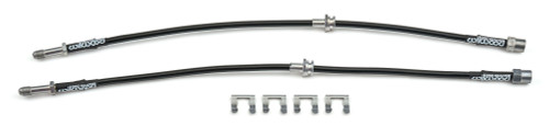 Brake Hose Kit - Flexline - DOT Approved - 21 in Long - 3 AN Hose - 3 AN Female Inlet - 3 AN Male Outlet - Tabs Included - Black Rubber Coated - Rear - BMW 330 Ci / M3 2001-06 - Pair