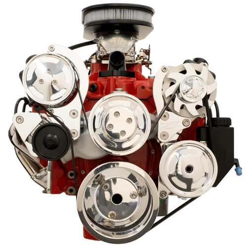 Pulley Kit - Street Trac - Tec - 6-Rib Serpentine - Aluminum - Polished - Small Block Chevy - Kit