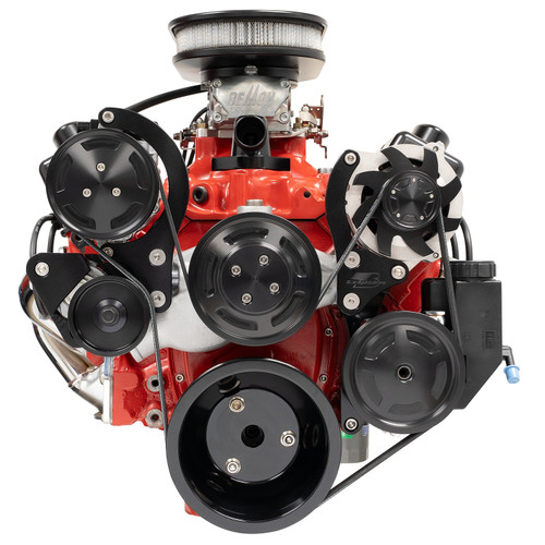 Pulley Kit - Street Trac - Tec - 6-Rib Serpentine - Aluminum - Black Anodized - Small Block Chevy - Kit