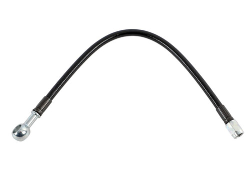 AN Hose Assembly - 12 in Long - 3 AN Hose - 3 AN Straight Female to 3/8 in Straight Banjo - Braided Stainless - Black Vinyl Coated - PTFE Lined - Each