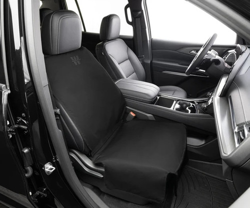 Seat Cover - Hook and Loop Attachment - Polyester Cotton Blend - Black - Front Row - Bucket Seat - Universal - Each