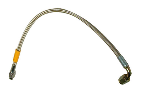 AN Hose Assembly - Flexline - 16 in Long - 3 AN Hose - 3 AN Straight Female to 3 AN 90 Degree Female - Braided Stainless - PTFE Lined - Each