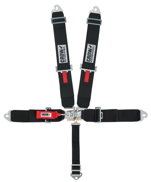 Harness - 5 Point - Latch and Link - SFI 16.1 - 50 in Length - Pull Down Adjust - Clip In - Individual Harness - Black - Kit