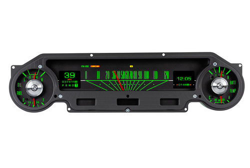 Gauge Kit - RTX - Electric - Analog - Fuel Level / Oil Pressure / Speedometer / Tachometer / Voltmeter / Water Temperature - Black Face - Ford Mustang / Falcon / Ranchero 1964-65 - Kit