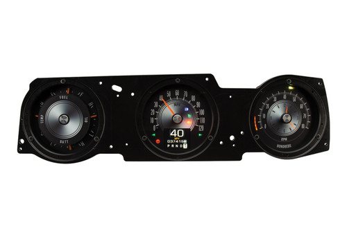 Gauge Kit - RTX - Electric - Analog - Fuel Level / Oil Pressure / Speedometer / Tachometer / Voltmeter / Water Temperature - Black Face - GM A-Body 1970-72 - Kit