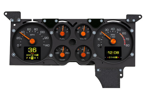 Gauge Kit - RTX - Electric - Analog - Fuel Level / Oil Pressure / Speedometer / Tachometer / Voltmeter / Water Temperature - Black Face - GM G-Body 1978-87 - Kit