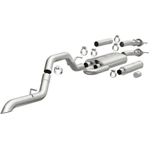 Exhaust System - Overland Series - Cat-Back - Single Rear Exit - 3 in Diameter - Stainless - Natural - 3.6 L - GM Midsize Truck 2015-22 - Kit