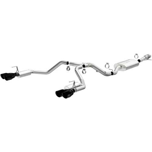 Exhaust System - Street Series - Cat-Back - 3 in Diameter - 4 in Dual Black Tips - Stainless - Natural - 6.2 L - GM Fullsize SUV 2021-26 - Kit