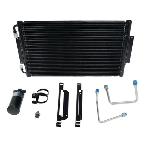 Air Conditioning Condenser and Drier - SureFit - Vertical - 25 x 14 x 1 in - 6 AN / 8 AN Male O-Rings - Aluminum - Black Paint - Ford Fullsize SUV / Truck 1973-79 - Kit