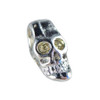 Nickel Alloy Skull Bead with Rhinestone Eyes - Yellow