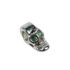 Nickel Alloy Skull Bead with Rhinestone Eyes - Green Diamond