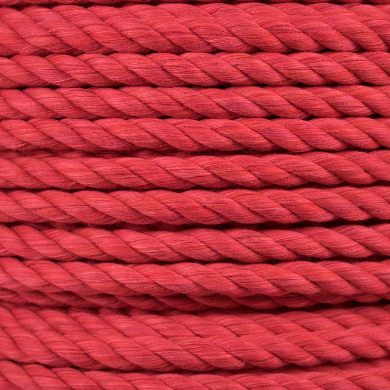 3-Strand Twisted Cotton 1/2 inch Rope - Red