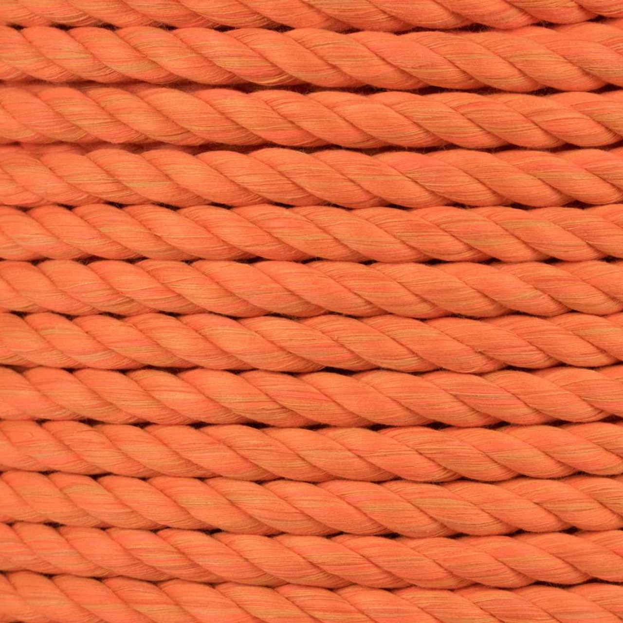 3-Strand Twisted Cotton 1/2 inch Rope - Neon Orange