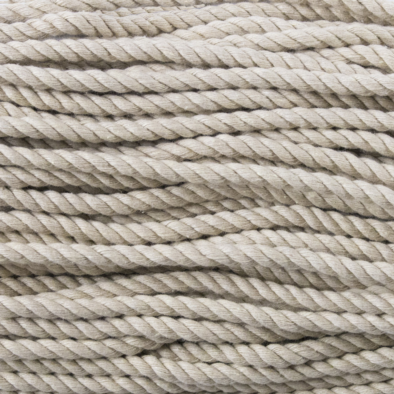 3-Strand Twisted Cotton 1/4 inch Rope - Tan
