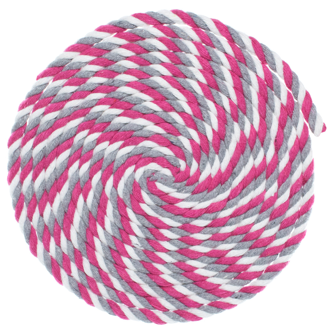 1/4 Inch Twisted Cotton Rope - White/Gray/Pink