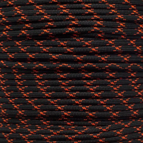 Black with Neon Orange X 550 Type III 7-Strand Commercial Grade Paracord
