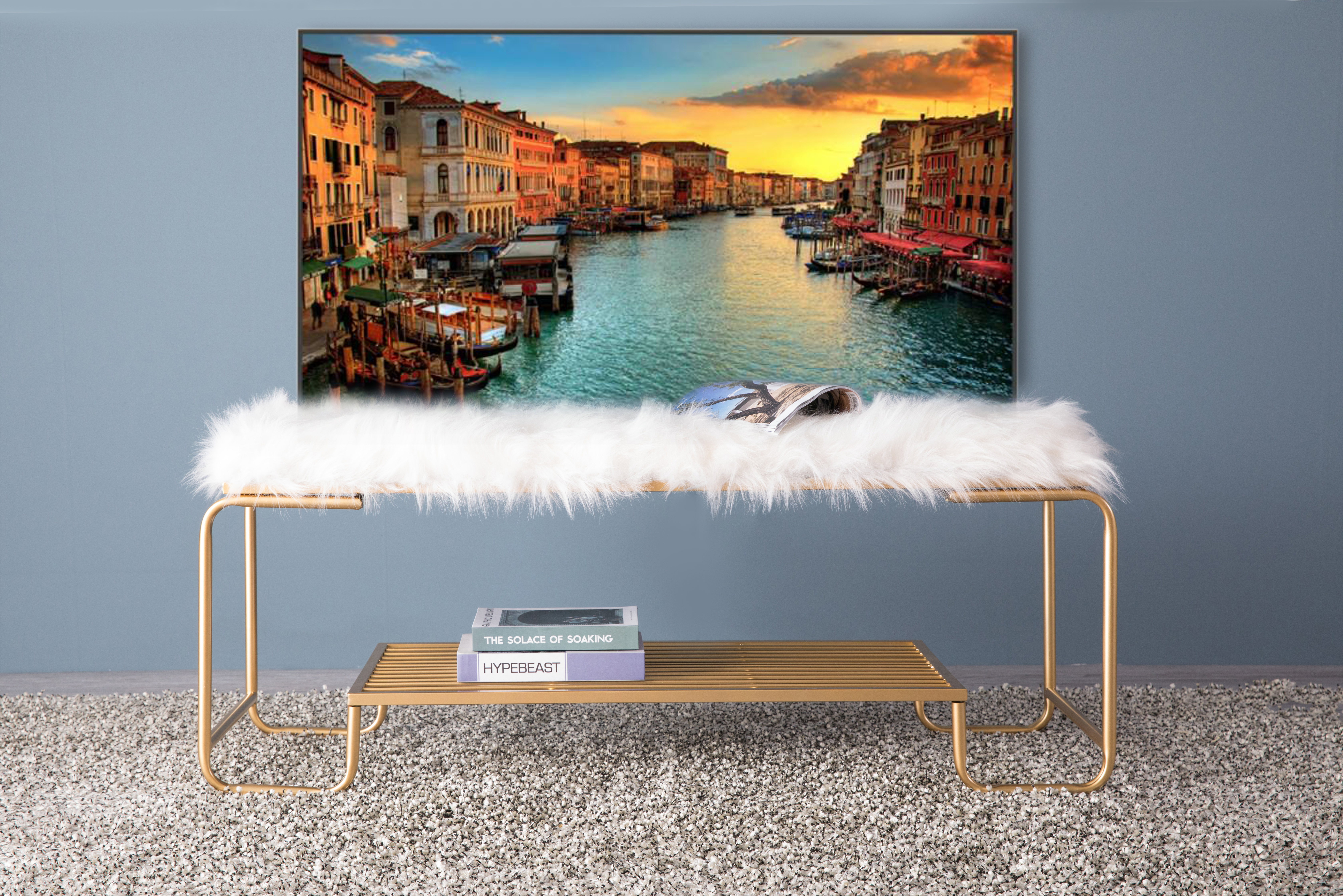 FABULAXE 4 in. x 6 in. Gold Modern Metal Floating Tabletop Photo