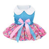 Doggie Design Plumeria Floral Pink/Blue Dress with matching leash 