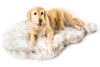 Paw Brands PupRug Faux Fur Orthopedic Dog Bed - Curve White with Brown Accents