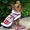 Doggie Design Sherpa-Lined Dog Harness Coat - Red & White Plaid 