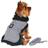 Doggie Design Black and White Classic Houndstooth Dog Harness Coat with Leash 