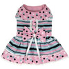 Doggie Design Dots & Stripes Harness Dress - Pink & Teal 