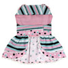 Doggie Design Dots & Stripes Harness Dress - Pink & Teal 