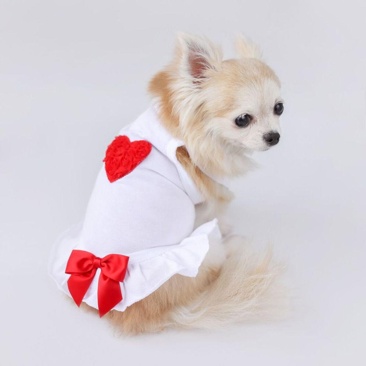 Hello Doggie Red Puff Heart Dress 