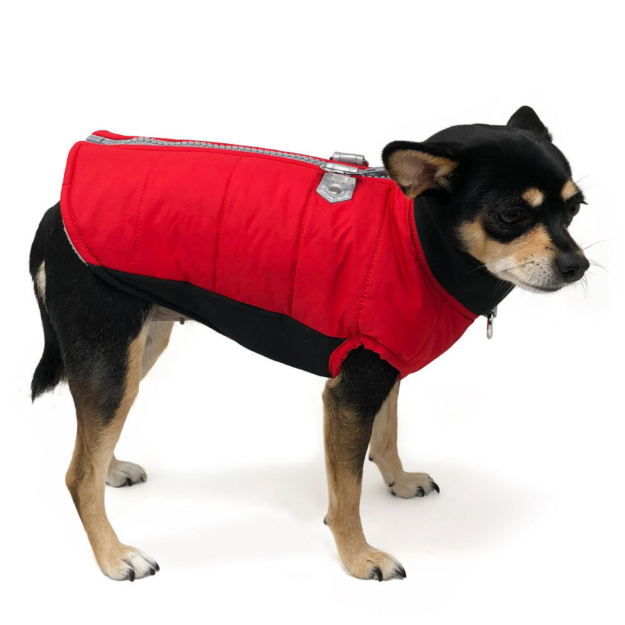 Dogo Red Urban Runner Coat with Built In Harness 