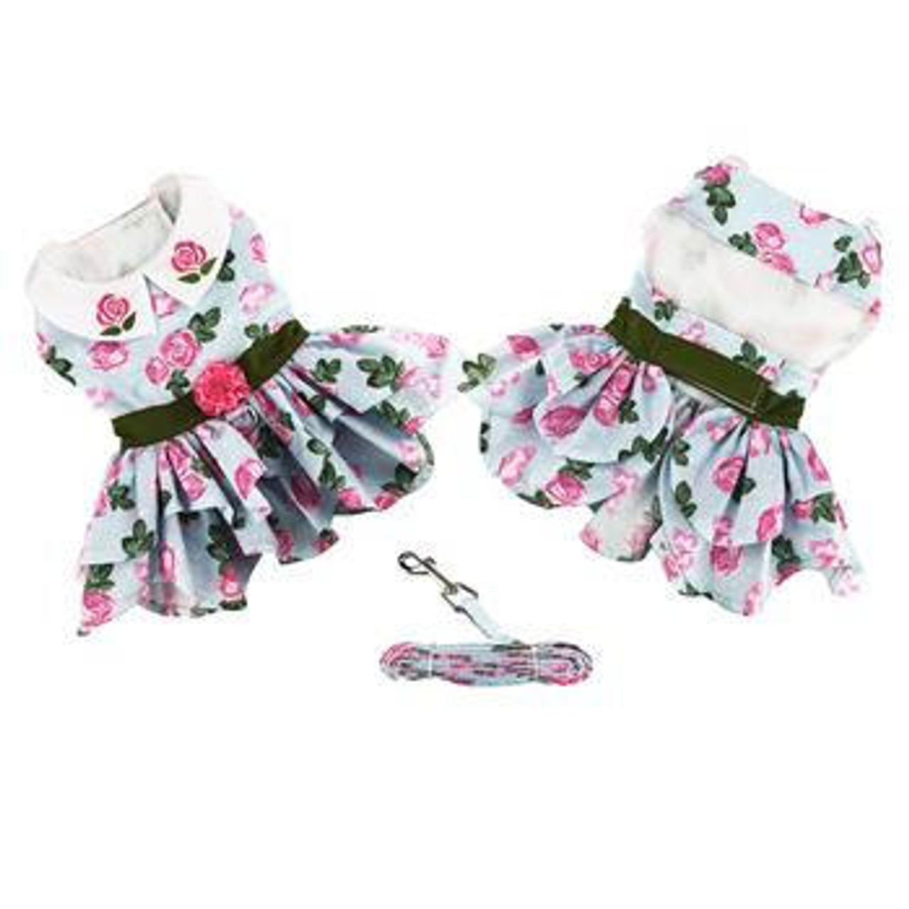 Doggie Design Pink Rose Harness Dress with Matching Leash 